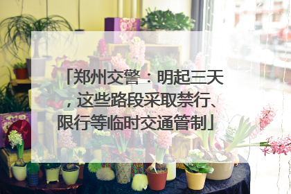 郑州交警:明起三天,这些路段采取禁行、限行等临时交通管制