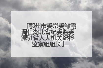 鄂州市委常委邹霞调任湖北省纪委监委派驻省人大机关纪检监察组组长