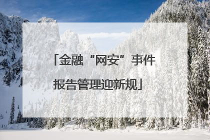 金融“网安”事件报告管理迎新规