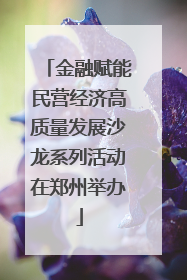 金融赋能民营经济高质量发展沙龙系列活动在郑州举办