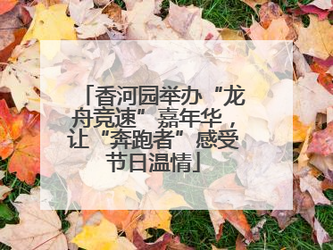 香河园举办“龙舟竞速”嘉年华，让“奔跑者”感受节日温情
