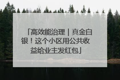 高效能治理｜真金白银！这个小区用公共收益给业主发红包