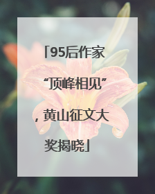 95后作家“顶峰相见”，黄山征文大奖揭晓