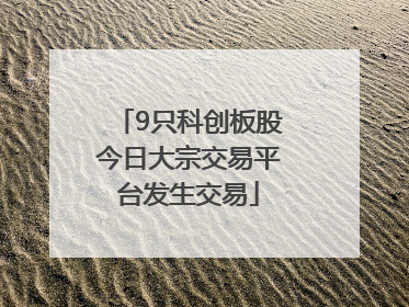 9只科创板股今日大宗交易平台发生交易
